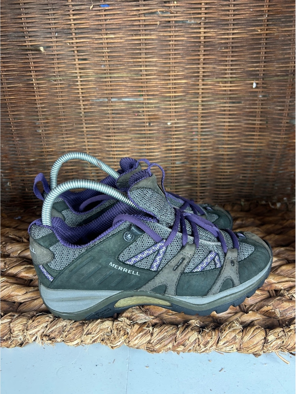 Merrell gray and purple hiking shoes
